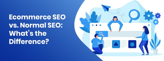 Ecommerce SEO vs normal SEO comparison with team analyzing website