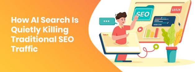 AI search impact on traditional SEO traffic with website optimization illustration