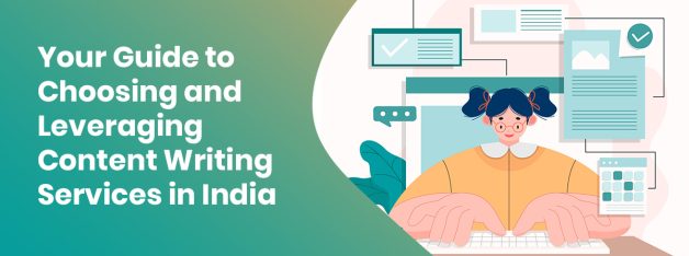 Content writing services in India guide with woman typing on laptop