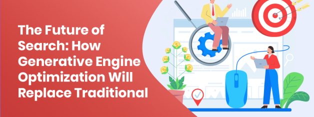 Generative engine optimization future with business team, target board, and growth strategy