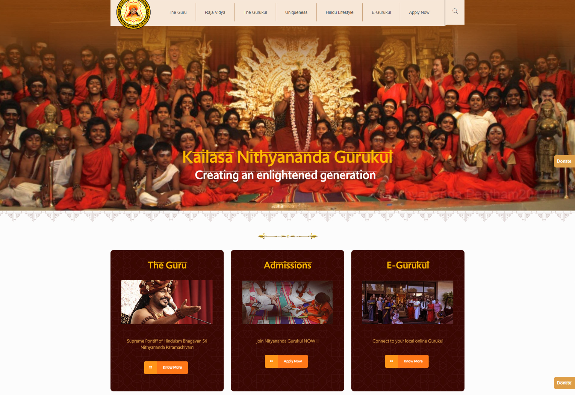 Nithyananda Gurukul Website Development by BC Webwise